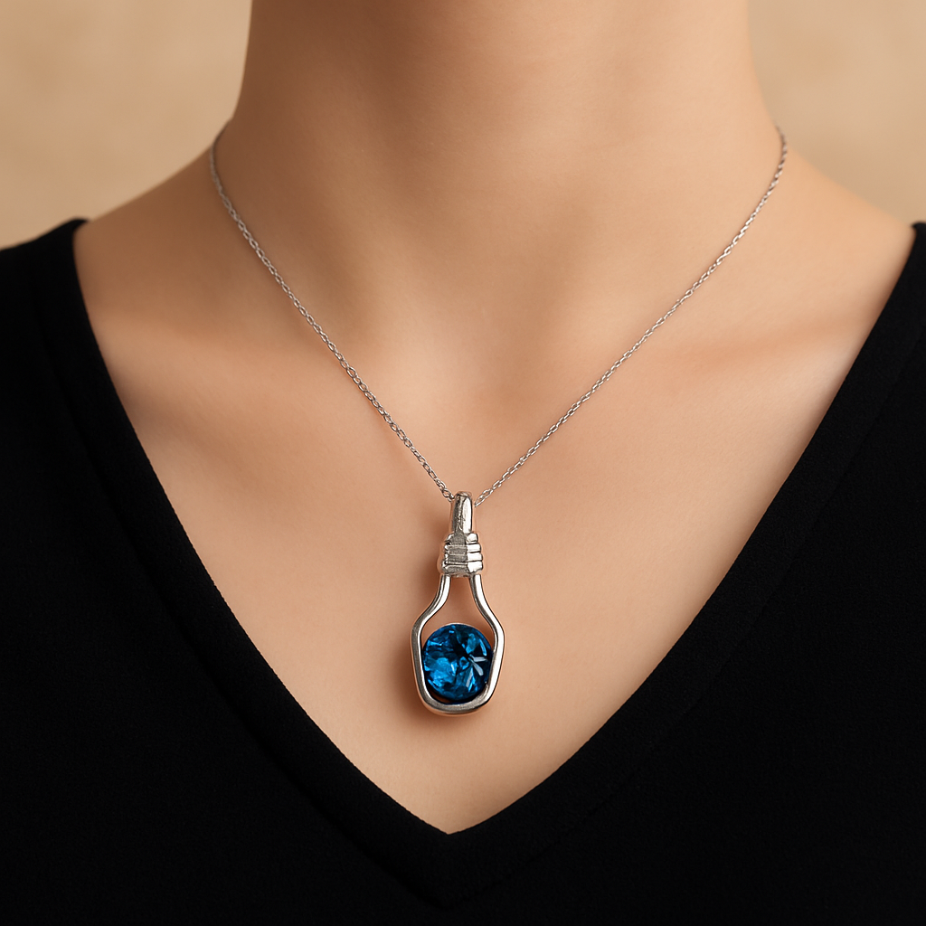 Pure 92.5 silver Blue female chain.