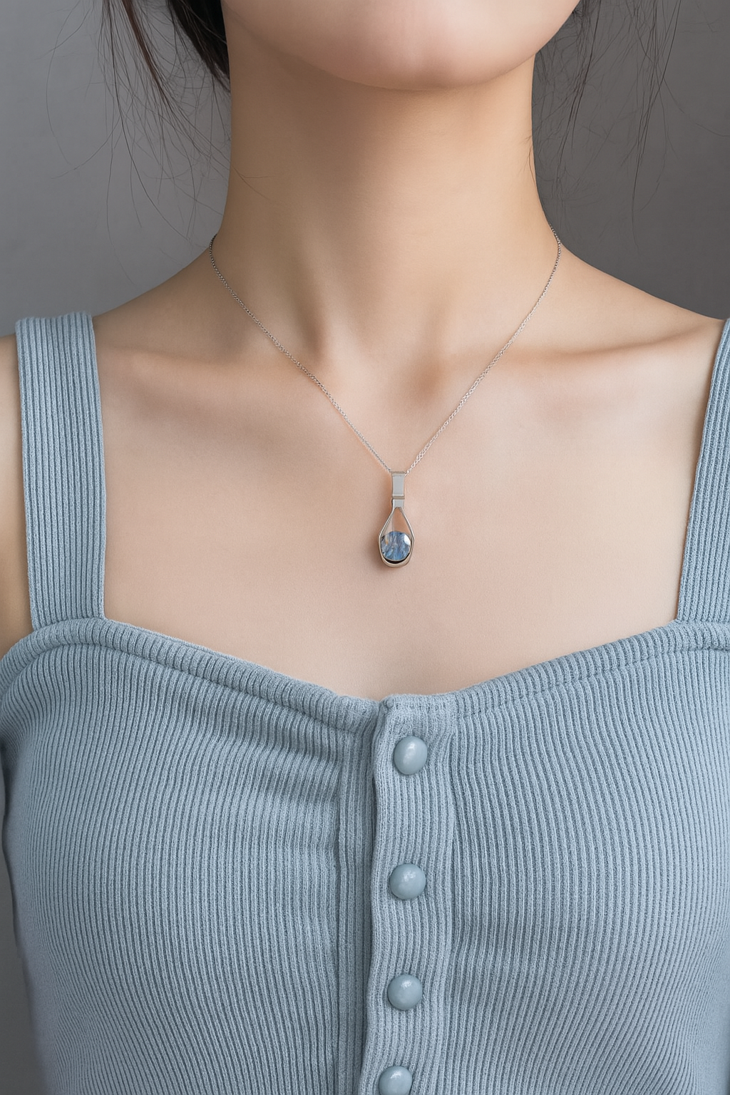 Pure 92.5 silver Blue female chain.