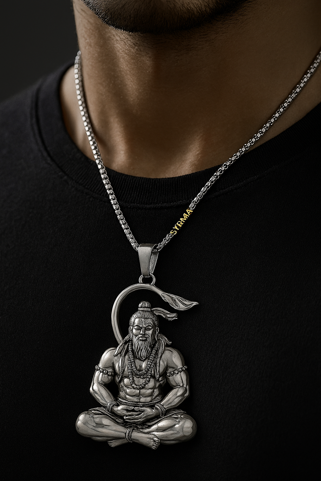 Pure silver lord Hanuman chain for men