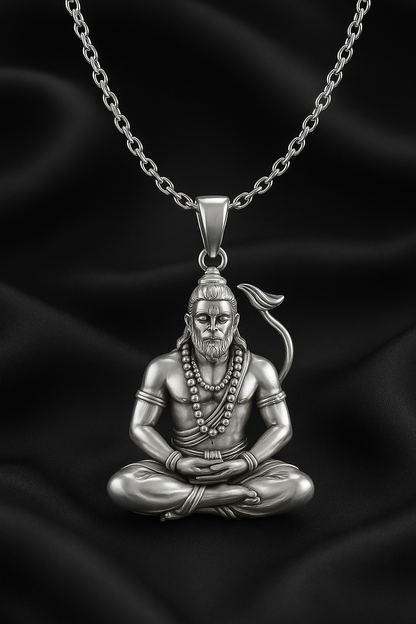 Pure silver lord Hanuman chain for men