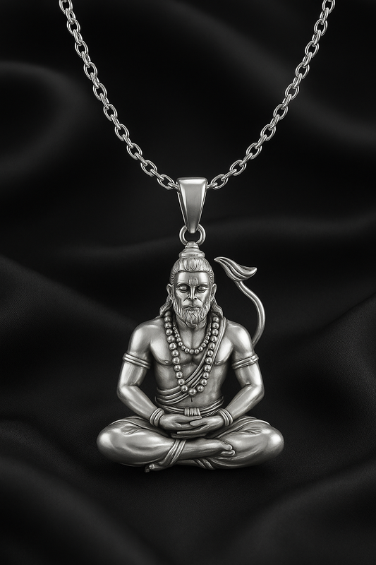 Pure silver lord Hanuman chain for men