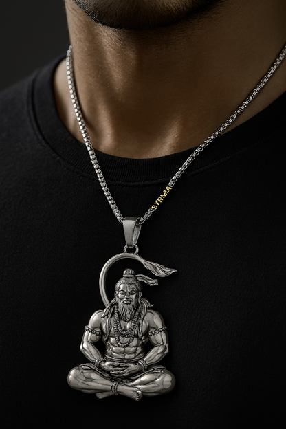 Pure silver lord Hanuman chain for men
